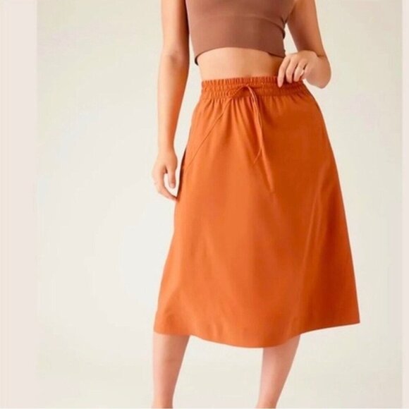 Athleta Dresses & Skirts - NWT Athleta Arrival Skirt Orange Midi Maxi Womens Size 18 Plus Orange Clay